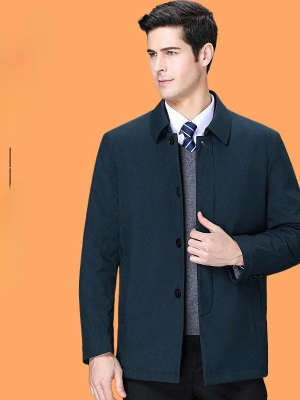 

Men's Mid-Length Cotton Jaet Windbreaker Coat Busin Casual Faionable Mid-Aged Adstrative able Autumn Winter