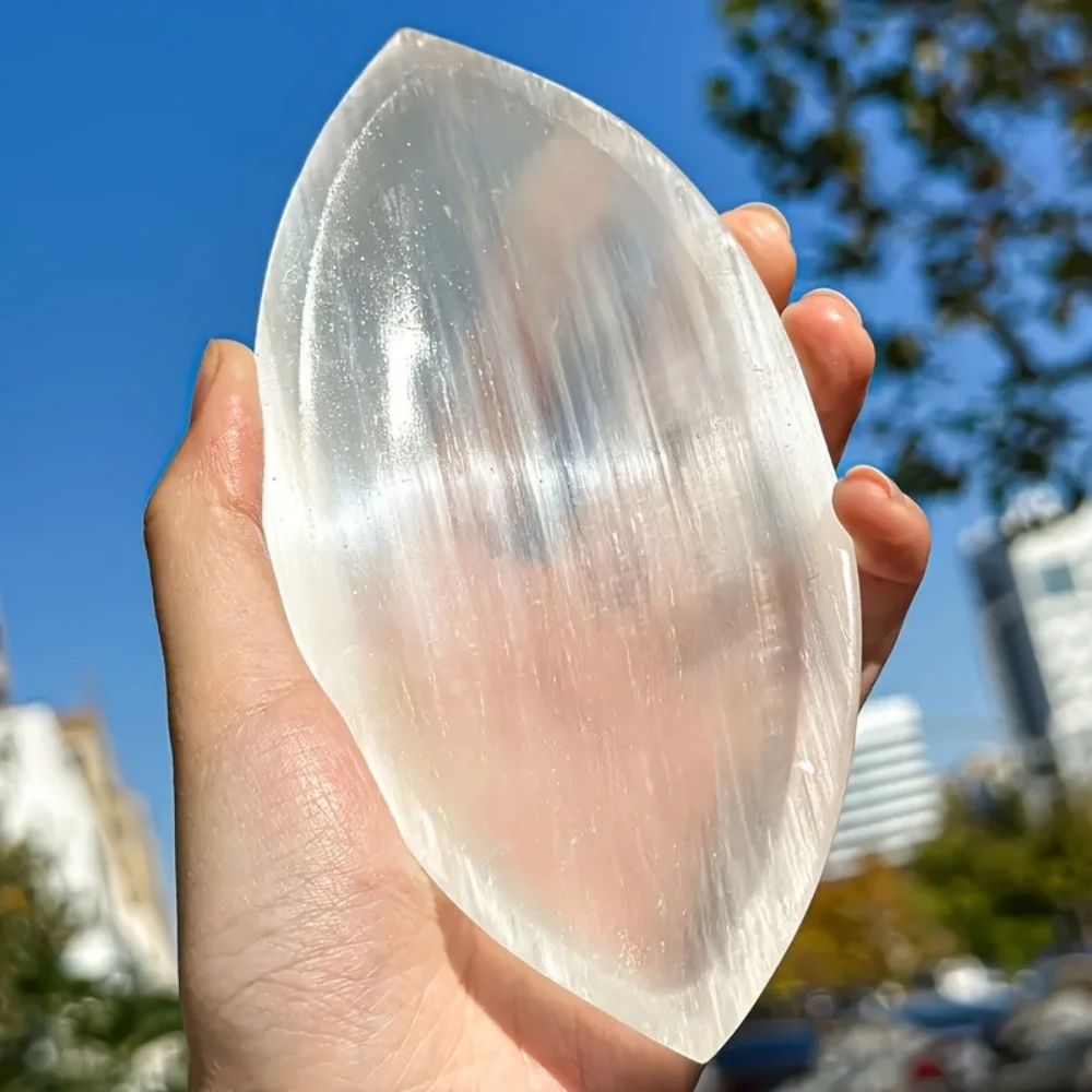 1Pc Super large Natural Selenite Bowl White Selenite Bowl Plate Healing Crystal Craft Home Decor Gems Gift for Crystal Lovers