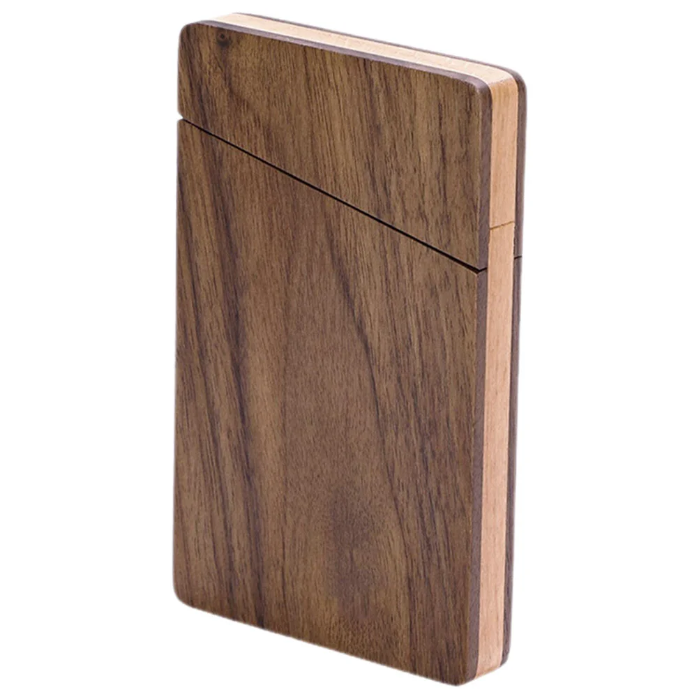 

Wooden Business Card Case Portable Credit Card Holder Walnut Wood ID Name Card Pocket Box Storage Container Men Gift