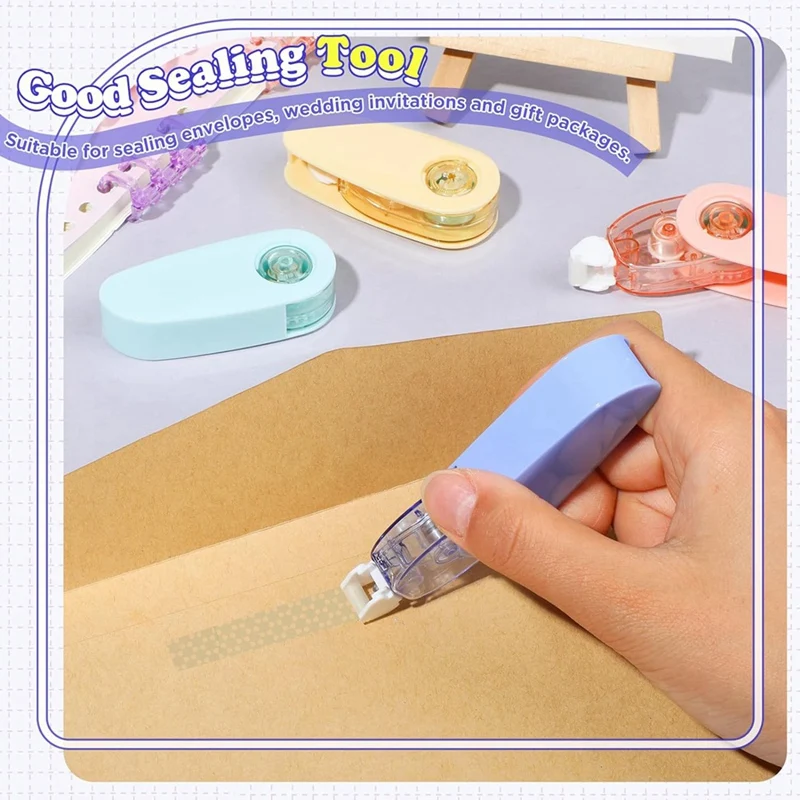 8 PCS Double Sided Tape Roller, Adhesive Scrapbook Tape Roller 80 Ft Mini Glue Dots Tape Runner Foldable Tapes Easy To Use