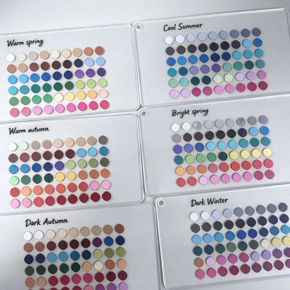 6PCS Acrylic Seasonal Color Selection Cards Transparent Base Double Sided Color Analysis Cards Sided Acrylic Swatch Palette