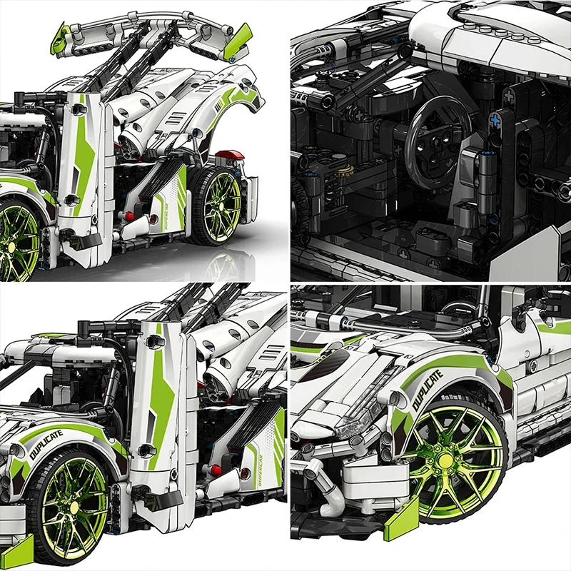 MOYU 88023 techniczne 1:10 supersamochód sportowy Hypercar Model klocki do budowy montaż DIY Puzzle zabawki prezenty bożonarodzeniowe dla dzieci