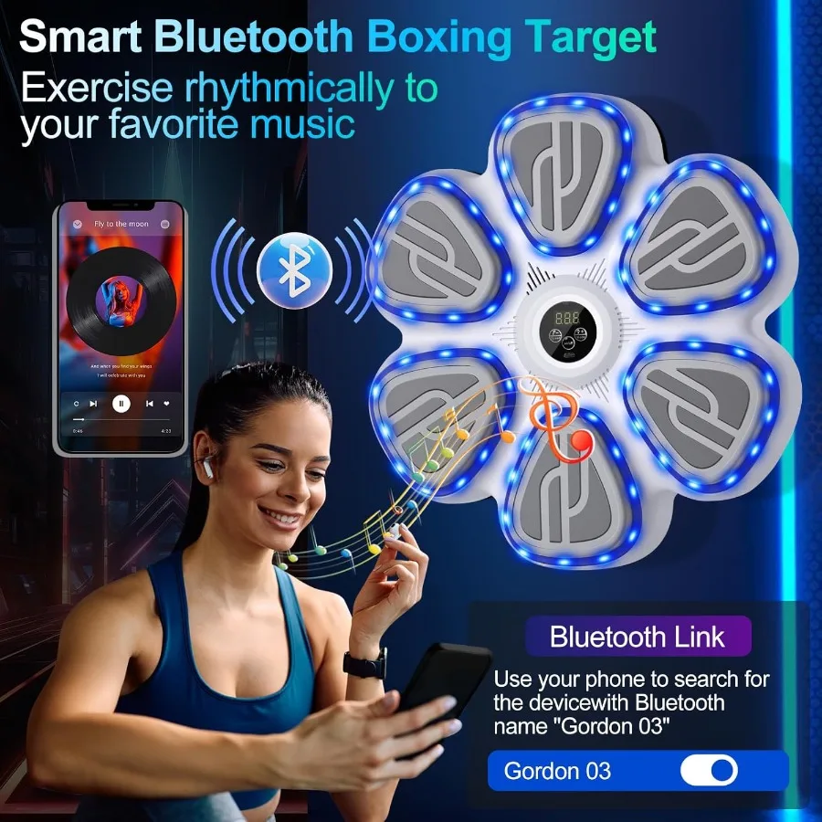 Punzonatrice musicale montata a parete per adolescenti e adulti Punzonatrice interattiva intelligente con luci a LED e Bluetooth per