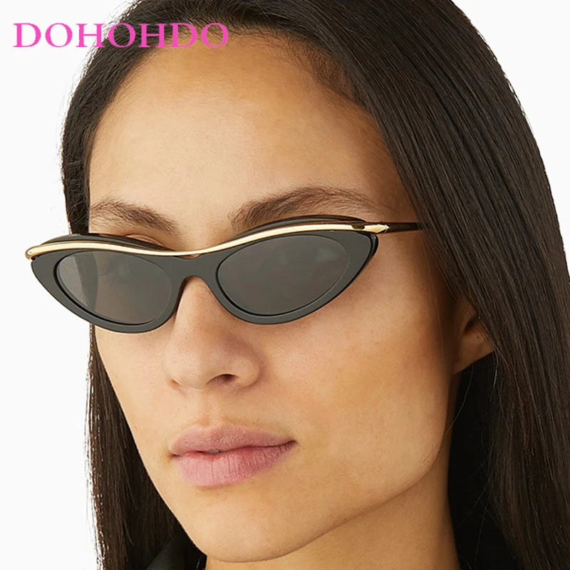 

Popular Luxury Designer Cat Eye Metal Women Sunglasses Trendy Small Frame Men Sunglass Outdoor Travel Shade Ladies Eyewear UV400