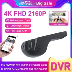 New 4K 2160P Car DVR Dash Cam Camera For BMW X3 F25 X5 F15 X1 F48 X4 X6 X7 M 1/3/5/7 Series F20 F30 F31 F32 F40 F10 UHD DashCam