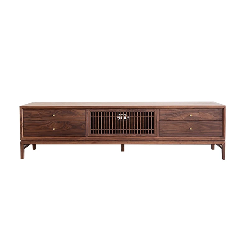 

New Chinese style, North American black walnut TV cabinet, short cabinet, simple solid wood furniture