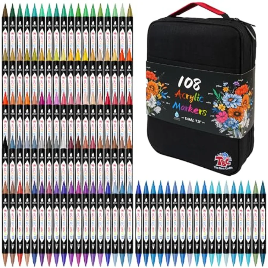 

Двусторонние акриловые маркеры с двойной застежкой-молнией, высококачественная холщовая сумка, водонепроницаемые, нетоксичные, без запаха, подходят для бумаги и керамики.