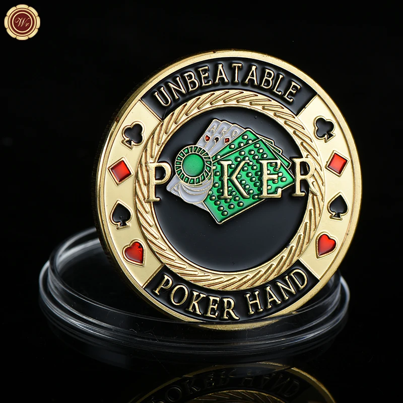 Unbeatable Poker Casino Chips Coin Gold Plated Casino Table Game Poker Hand Card Guard Luck Challenge Chips Token Coin