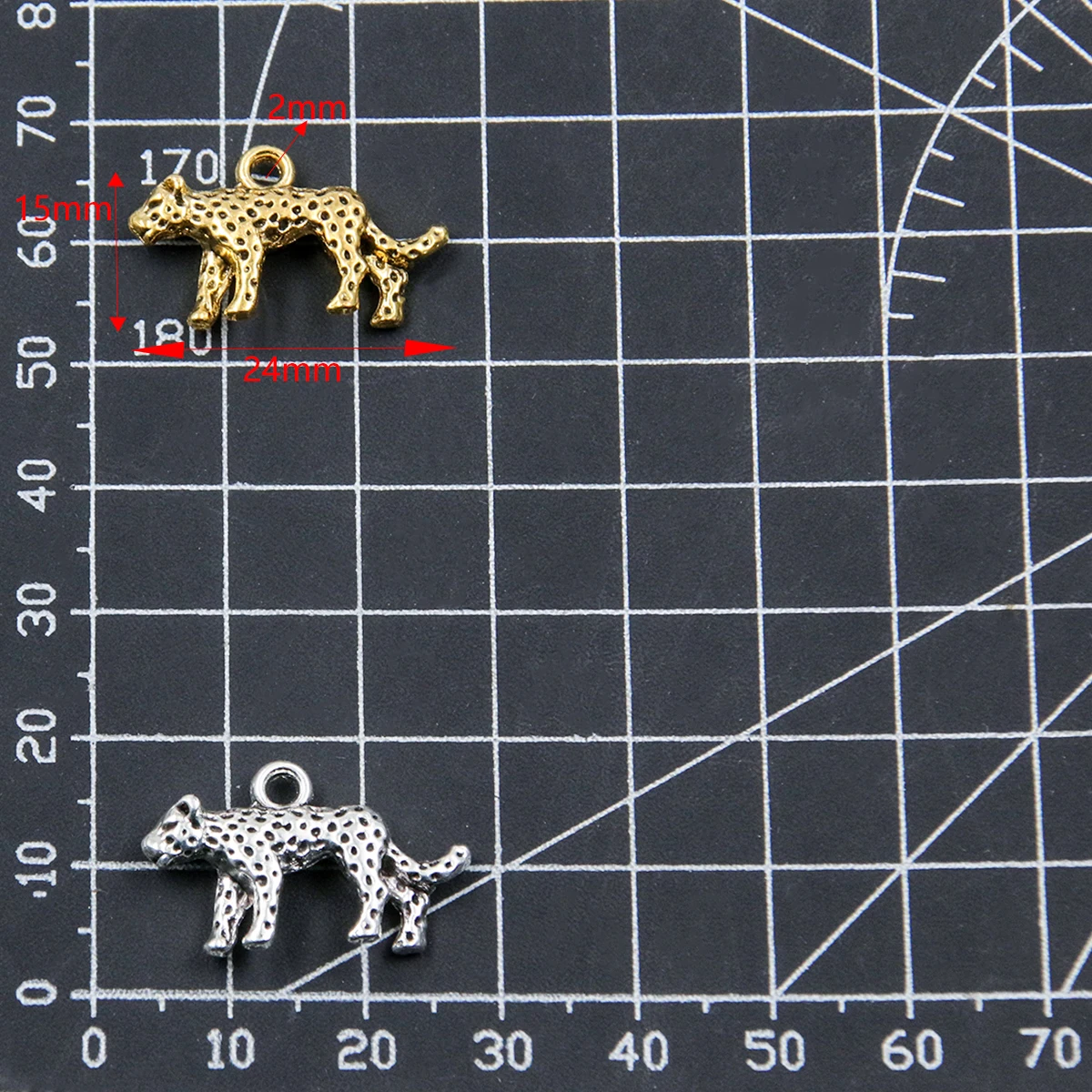 10PCS 14X24mm Metal Alloy 3D Animal Simulation Charms Double Sided Leopard Pendant For Jewelry Buckle Making DIY Handmade Craft