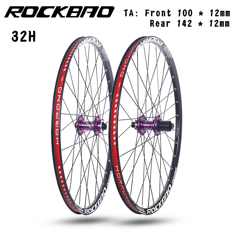 ROCKBAO Mountain bike wheelset 24/26/27.5/29 inches Disc Brake  Aluminum alloy 4Bearings 7-12speed Thru Axle MTB Bicycle Wheel