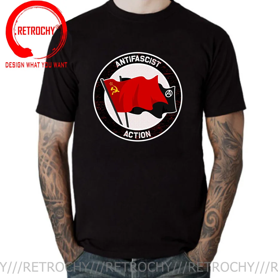 ANTIFASCHISTISCHE AKTION Leftist Antifa Antifascism Antifascist Mens T Shirt Male Brand Tee Shirt Men Summer Anitfa Logo T-shirt