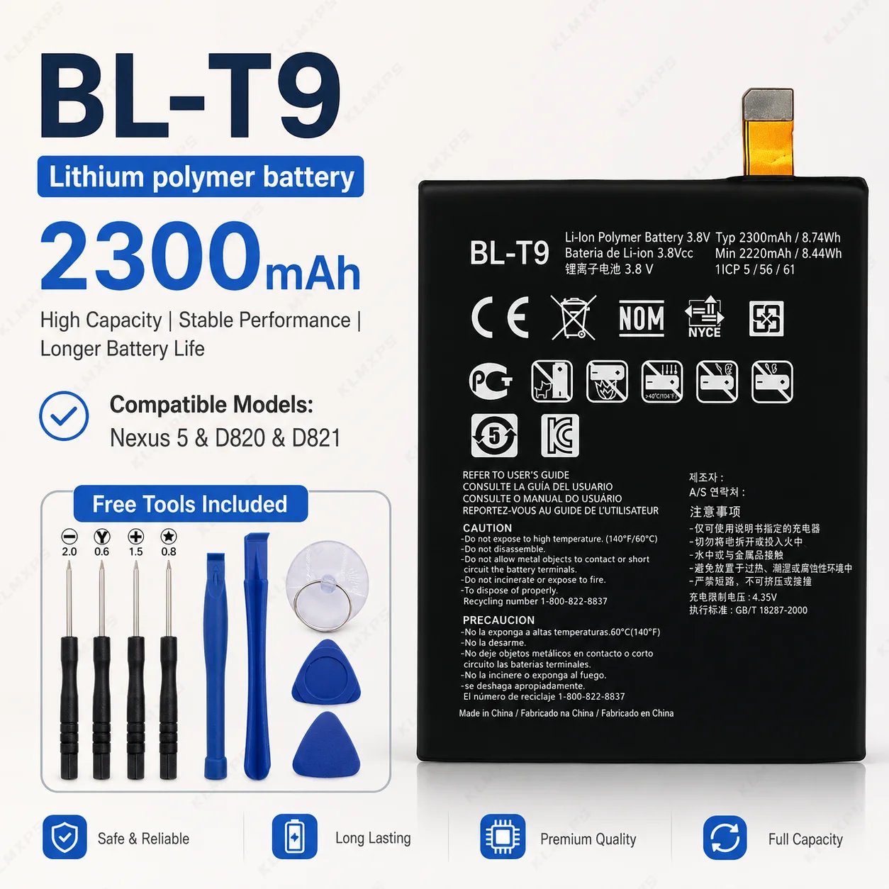 Replacement Battery for LG V30 V30A V30+ Nexus 5 G Watch R W110 W150 BL-T9 BL-T34 BL-S3 Phone Battery view 3