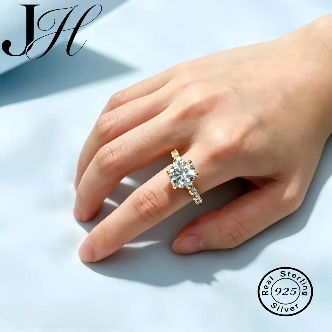 JH 925 Sterling Silver 5CT Moissanite Ring Fashion Trend Temperament Design Light Luxury Senior Lady Engagement Wedding Jewelry