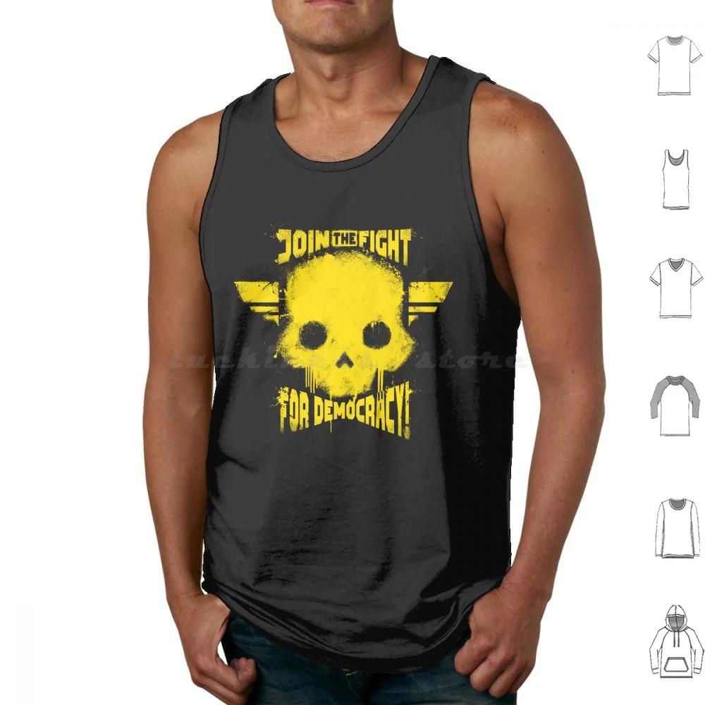 Join The Fight Helldivers 2 Video Gaming Skull Tank Tops Print Cotton Helldivers 2 Helldivers Hell Divers Video Games