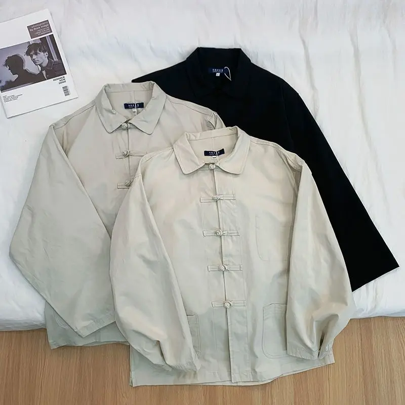 

Faionable Pure Cotton Men's Jaet Autumn Winter Button Design Traditional Chinese Sle Outerwear Sli Trendy Brand New...