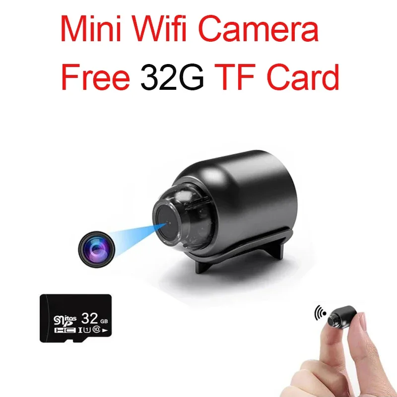 With Free Card Mini Camera with 1080P HD Wireless Wifi Remote Monitoring Small Home Surveillance Camera Camcorder Night Vision