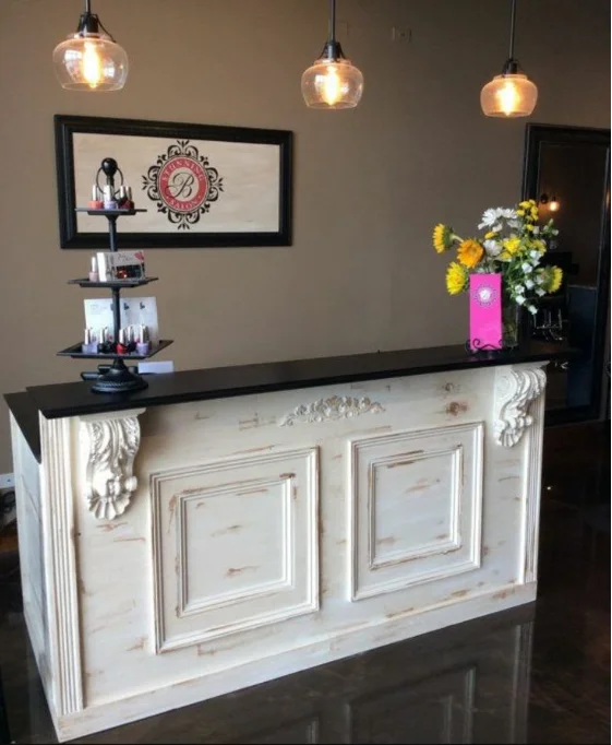 

Парикмахерская, белая деревянная стойка регистрации, минималистичная парикмахерская, индивидуальная стойка регистрации, мебель, салон красоты