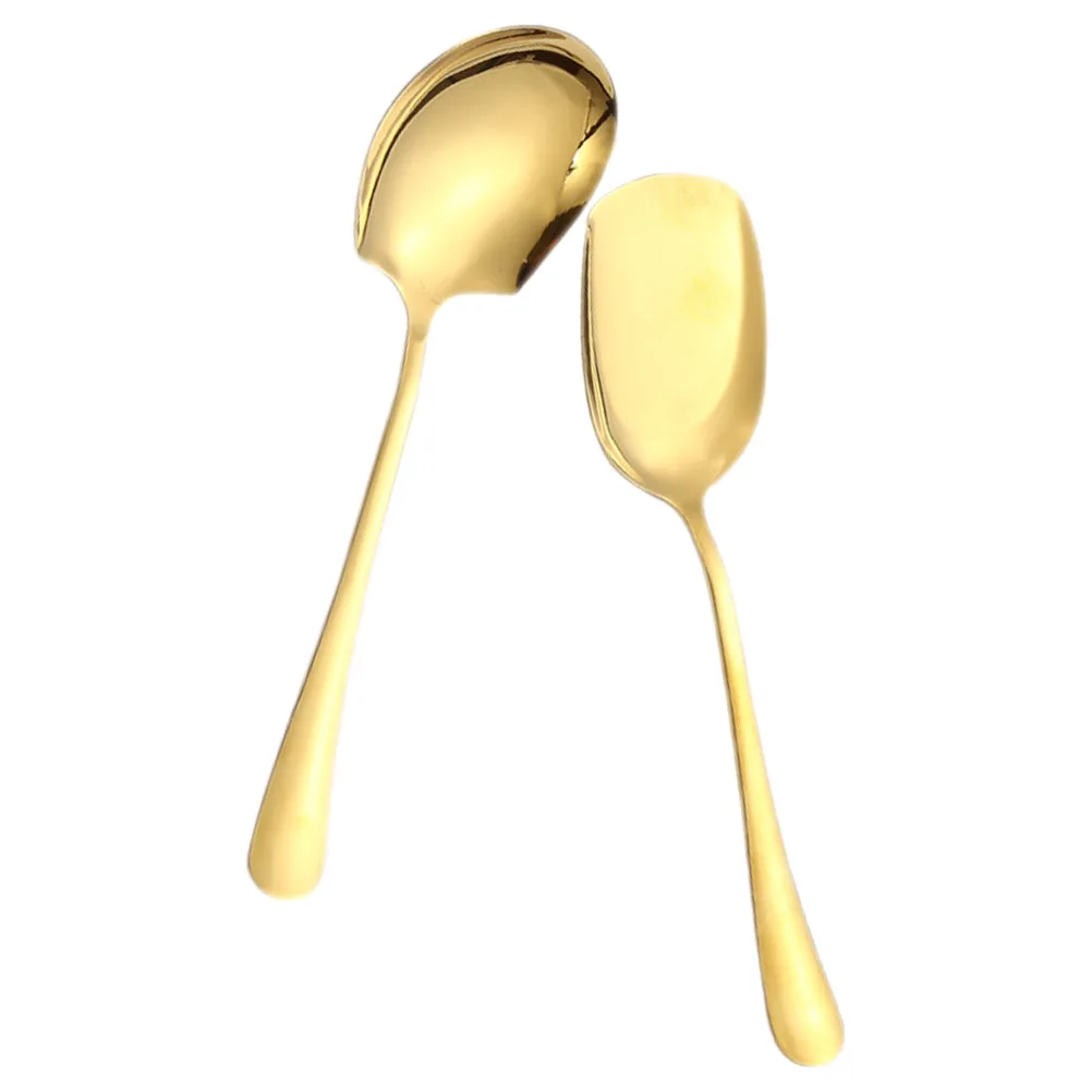 

2 Pcs Steel Large Serving Spoons Smooth Long H for Home Restaurant Hotel Buffet Large Serving Spoon Picnic