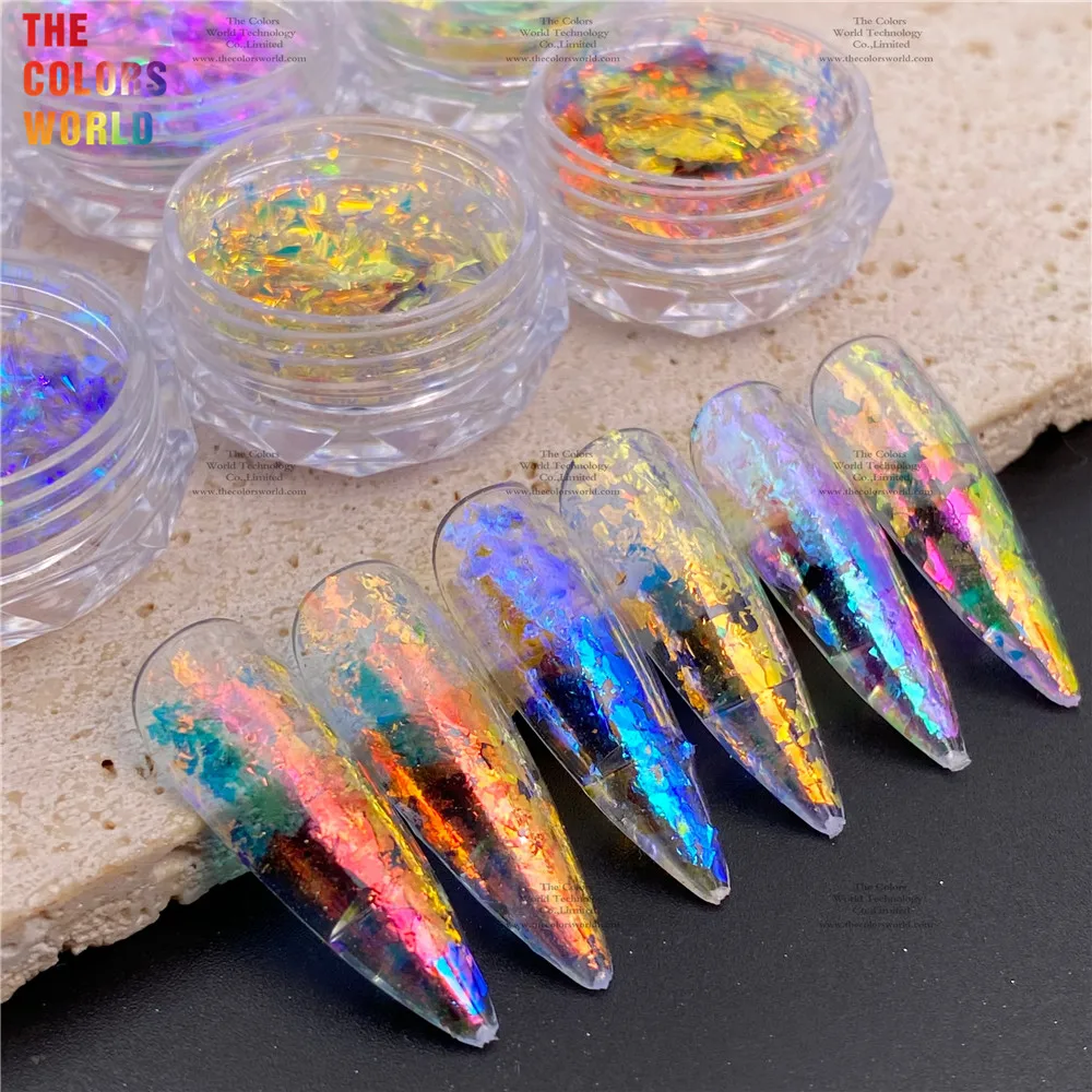 TCT-891 Chameleon Foil Flakes Aurora Rainbow Colorful Opal Flake Irregular Foil Chrome Nail Art Iridescent Rub Dust Mermaid Foil