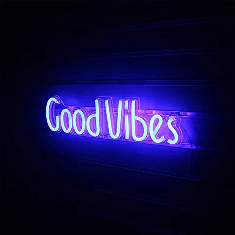 Good Vibes Neon Signs Neon Lights for Decor Light Lamp Bedroom Beer Bar Pub Hotel Party Game Room Wall Art Christmas Decoration