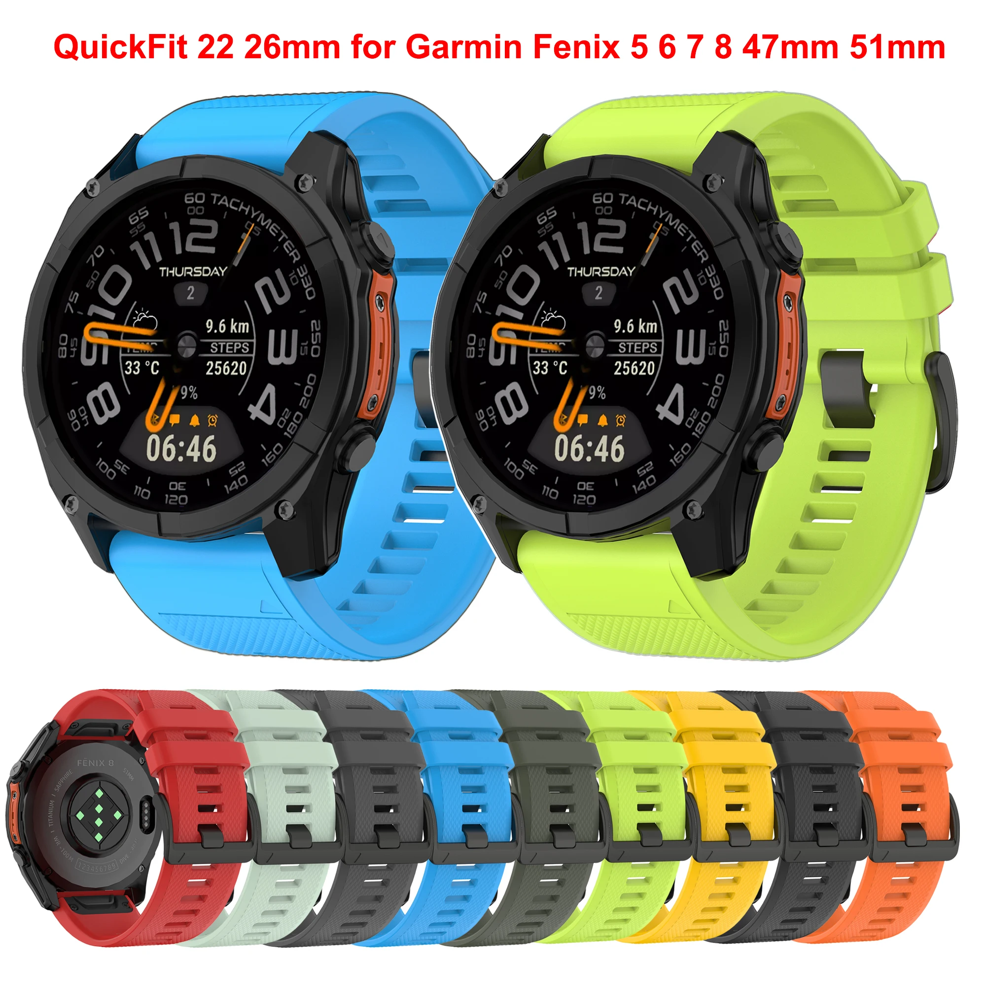 

22MM 26MM QuickFit Watch Strap For Garmin Forerunner 965 instinct 2 45MM Fenix 5 plus Fenix 8 51mm Watch Replacement Watchband