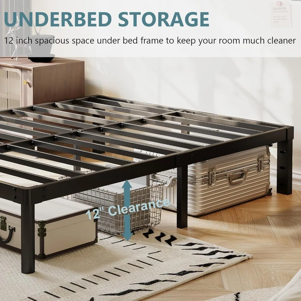 

14 Inch Metal Twin Bed Frame Heavy Duty Platform Bed Frame No Box Spring Needed Easy Assembly Noise Free Black