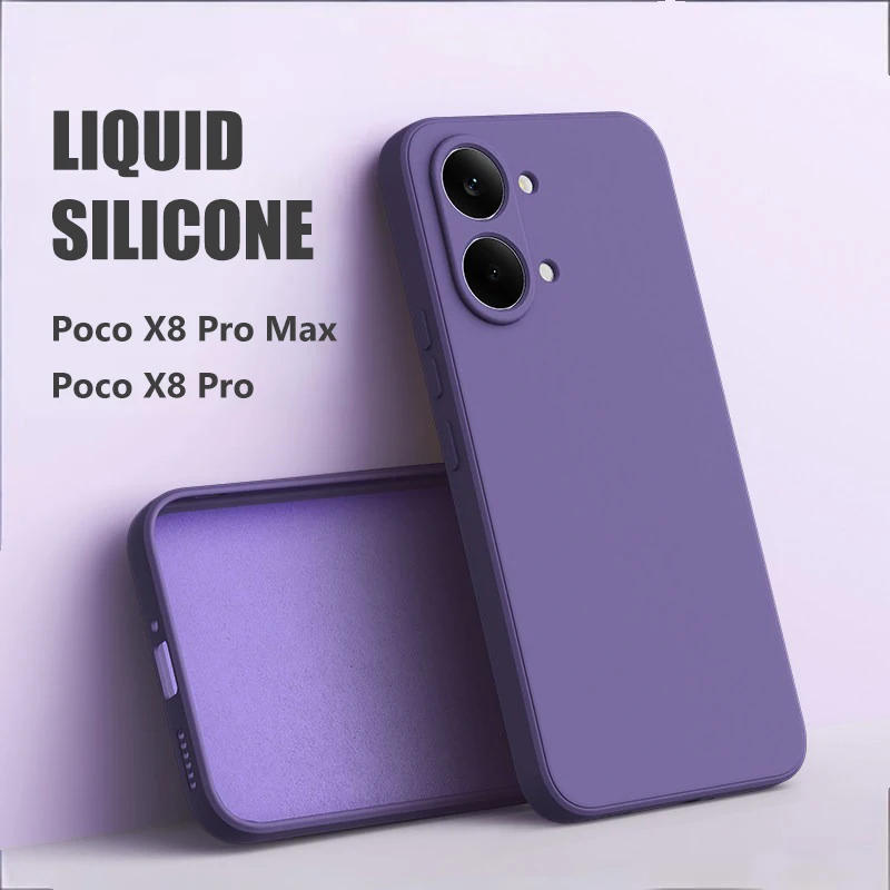 Offizielle Flüssig-Silikon Handyhülle für Xiaomi Poco X8 X 8 Pro Max Weicher TPU-Stoßfänger Sturzsicherer Kameraobjektivschutz Cover Funda