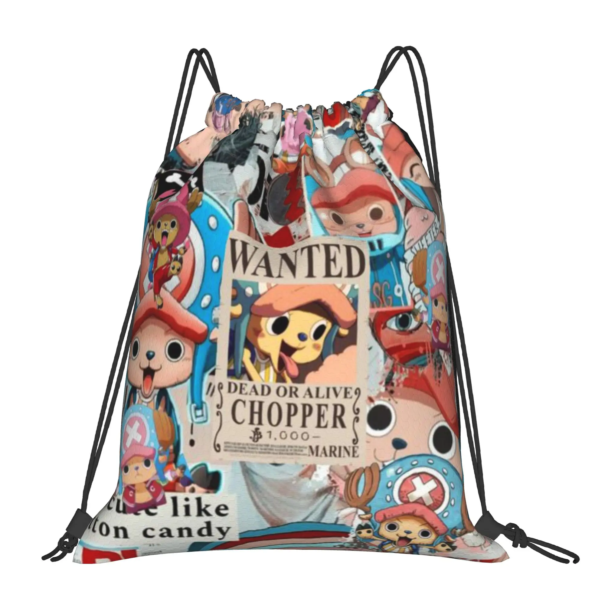 Tony Tony Chopper (2) Bolsas con cordón de One Piece, bolsas con cordón para gimnasio, unisex, para almacenamiento, organización, bolsa con cordón y bolsillo