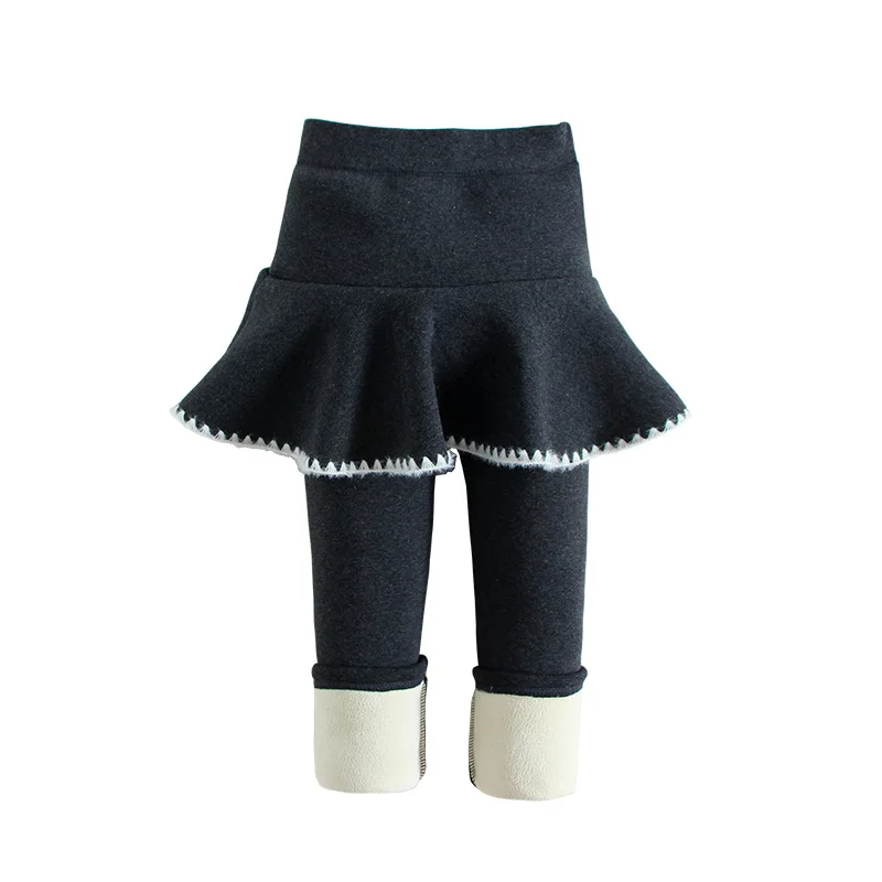 3-10 anni pantaloni invernali per ragazze Bootcuts Leggings in pile per bambini spessi caldi falsi due pezzi Culotte pantaloni con gonna per bambini