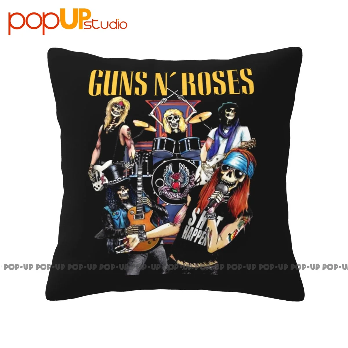 Luxury Guns N Roses Pillowcase Throw Pillow Cover Natural Skin Care Pattern Decor