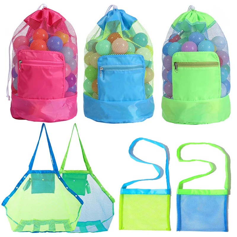 

Large Capacity Portable Beach Bag Foldable Mesh Swimming Bag For Children Beach Toy Baskets Storage Bag Kids Outdoor Bath Toys