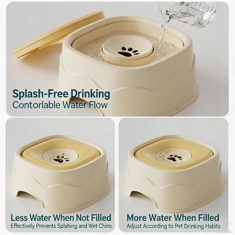 Slow Feeder Water Dispenser Pet Water Bowl with Floating Disk No Spill Dispenser for Dogs Cats Splash-proof Slow Drink Feeder view 3