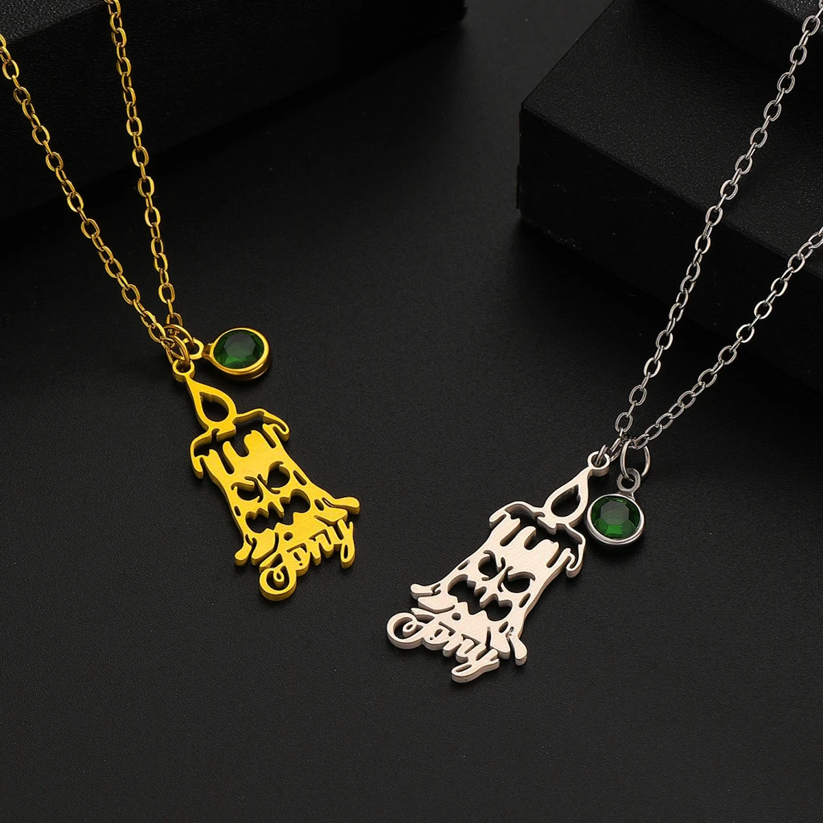 

Ожерелье со злой свечой из нержавеющей стали на заказ с бриллиантами, женское модное ожерелье с подвеской