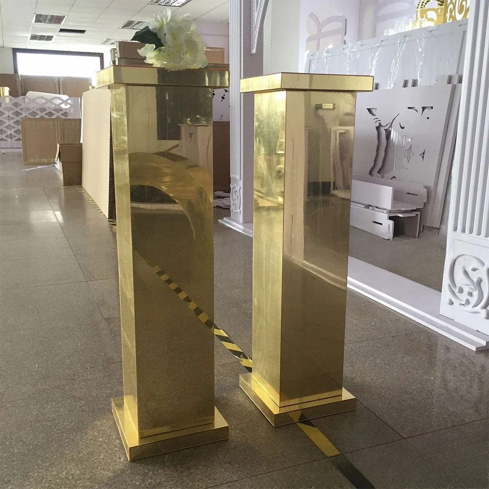 Square pillar dessert table, wedding stage decoration, mirror props, road guide ornaments