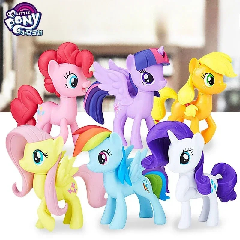 

6pcs My Little Pony Anime Twilight Sparkle Pinkie Pie Action Figure Girls Cute Cartoon Kawaii PVC Model Toy Doll Birthday Gift