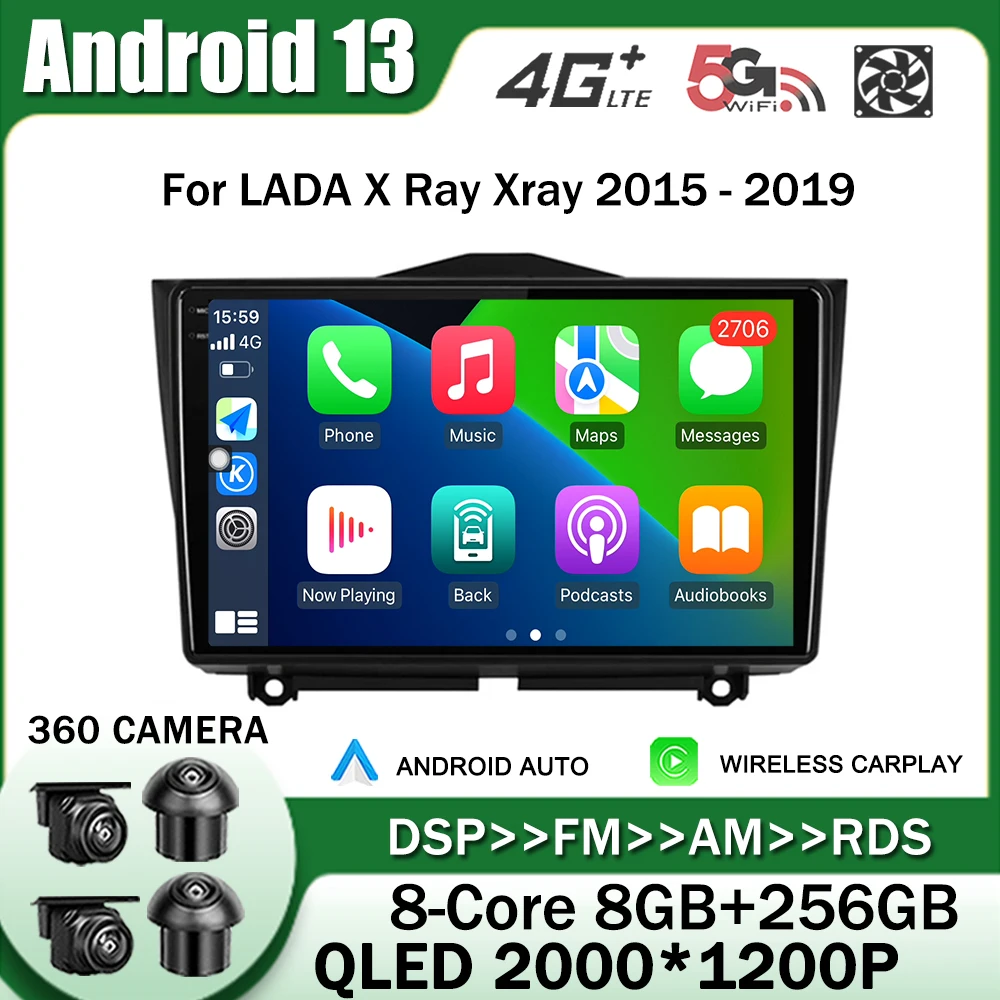 

for LADA X Ray Xray 2015 - 2019 Android 13 Car Radio Multimedia Player Navigation GPS Carplay Autoradio Stereo DVD