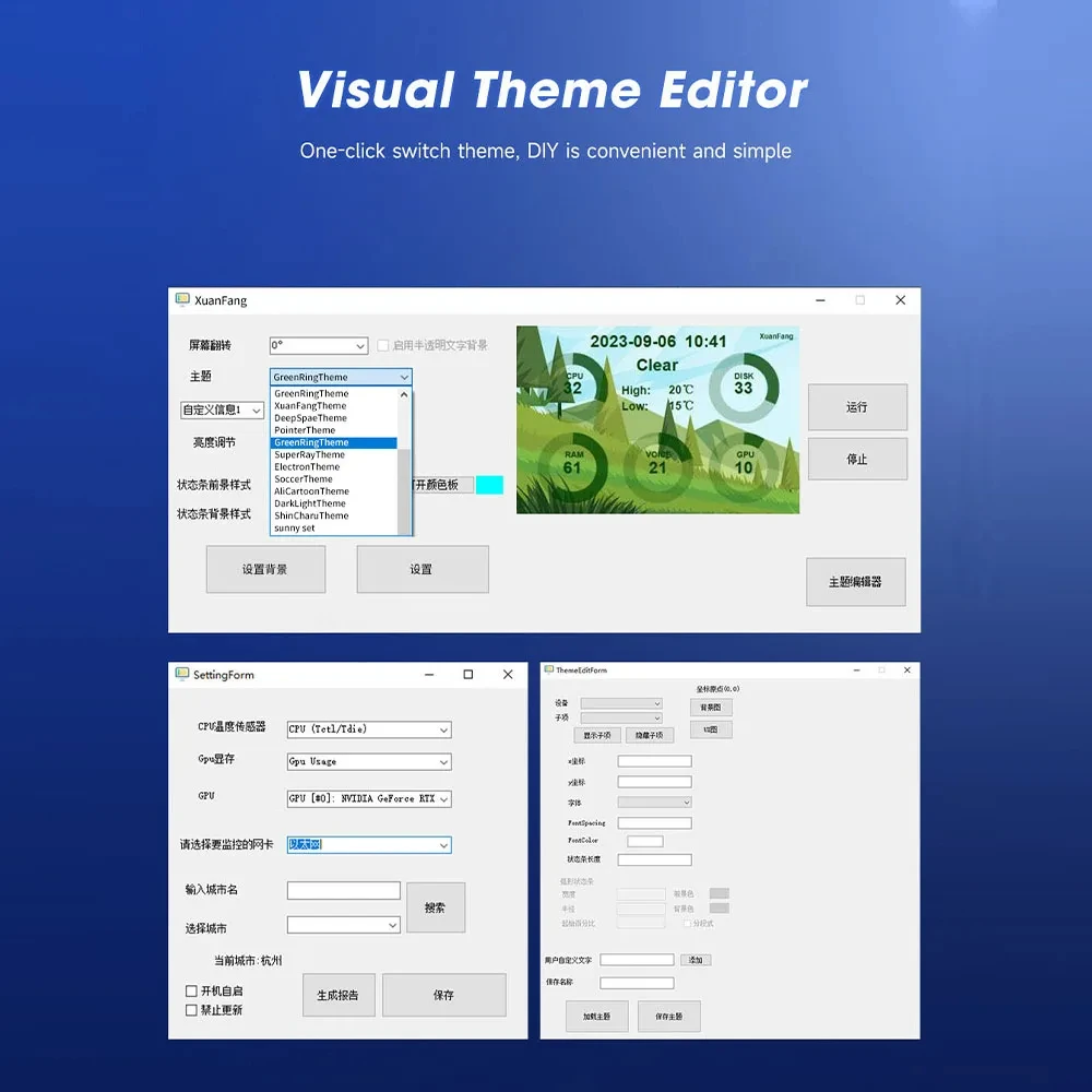 Écran IPS de 3.5 et 5 pouces avec port USB C, CPU, GPU, RAM, HDD, pour mini moniteur AIDA64 de type C