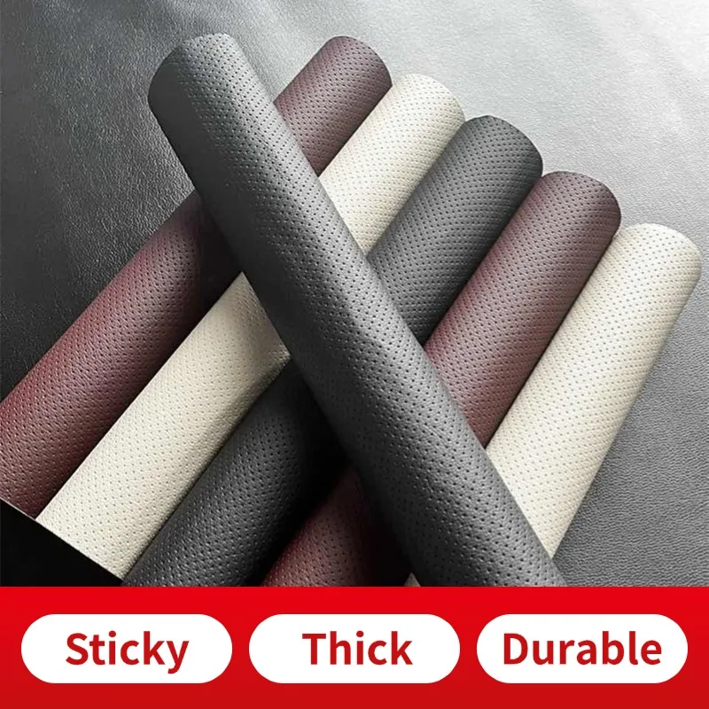 Breathable Leather Sticker for Car Seat Sofa Chair Self Adhesive Leather Patch Perforated Artificial PU Leather Repair Patches