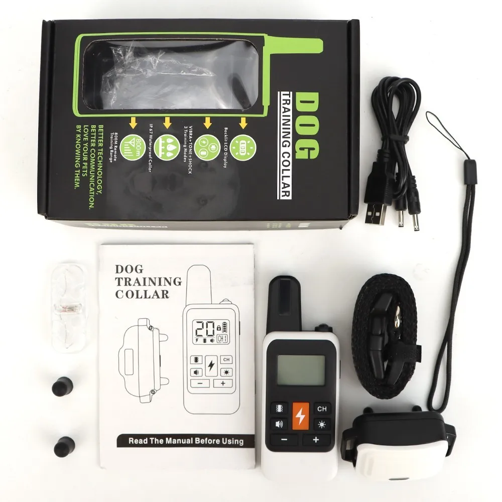 

800-метровые противоударные ошейники с дистанционным управлением и вибрацией, электрический ошейник для дрессировки собак IP67, водонепроницаемый светодиодный дисплей, тренажер для собак