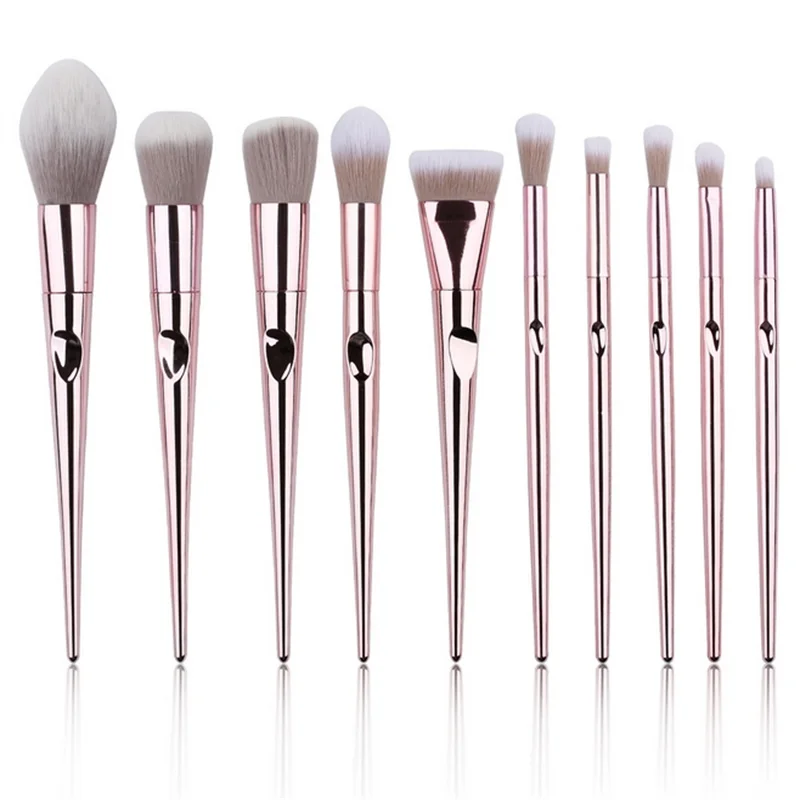 High Quality 10pcs Colorful Makeup Brush Set With Bag Synthetic Hair Brushes Set Powder Blush Foundation Eyeshadow Makeup Tool