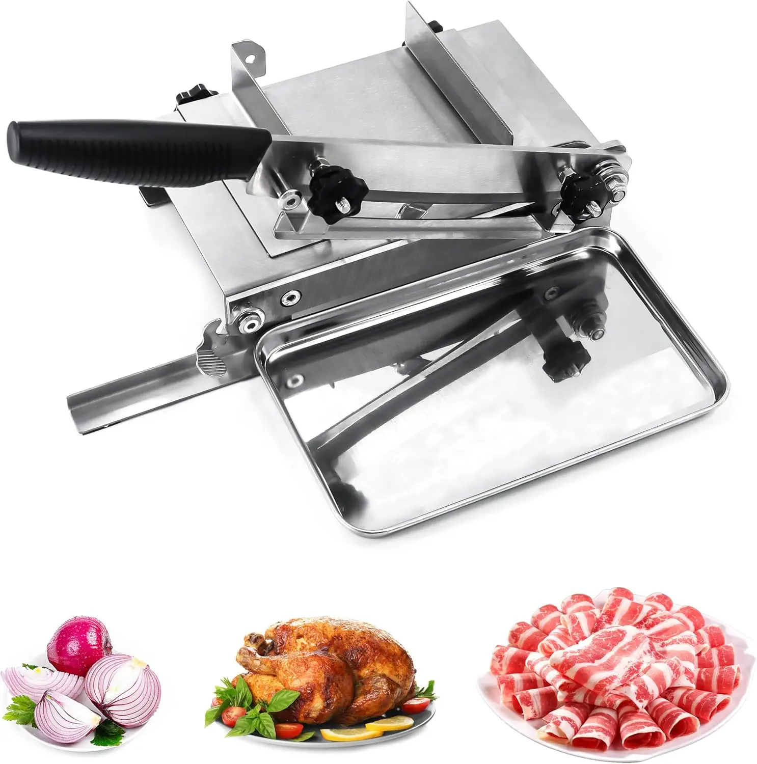 

Heavy-Duty Manual Meat Slicer for Home Cooking, BBQ & Cheese, Easy to Use with Stainless Steel Blade