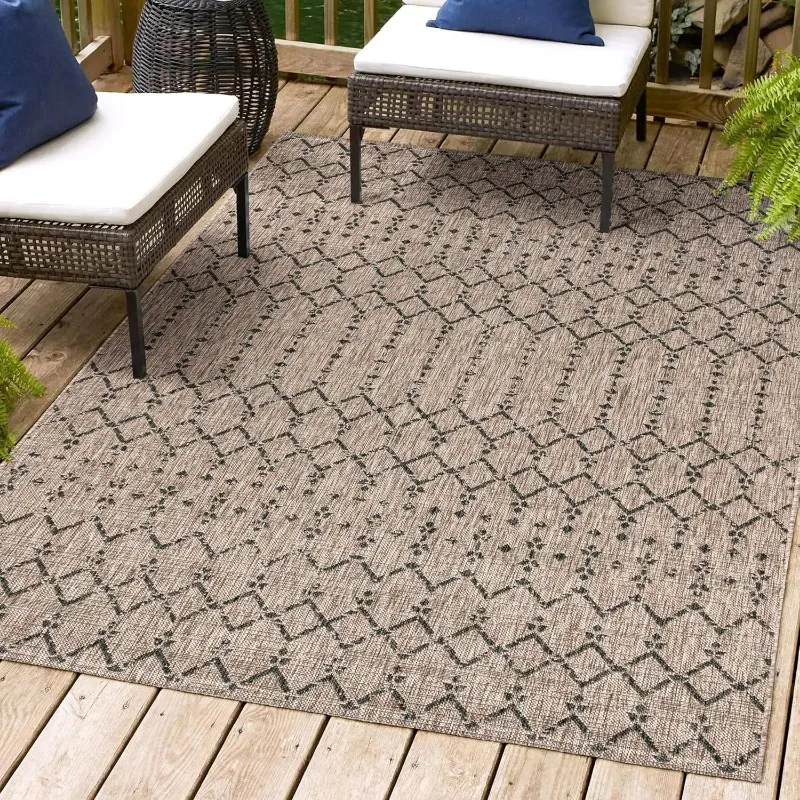 SMB108D-5 Ourika Moroccan Geometric Textured Weave Indoor Outdoor -Area Rug, Bohemian, Rustic, Scandinavian Easy