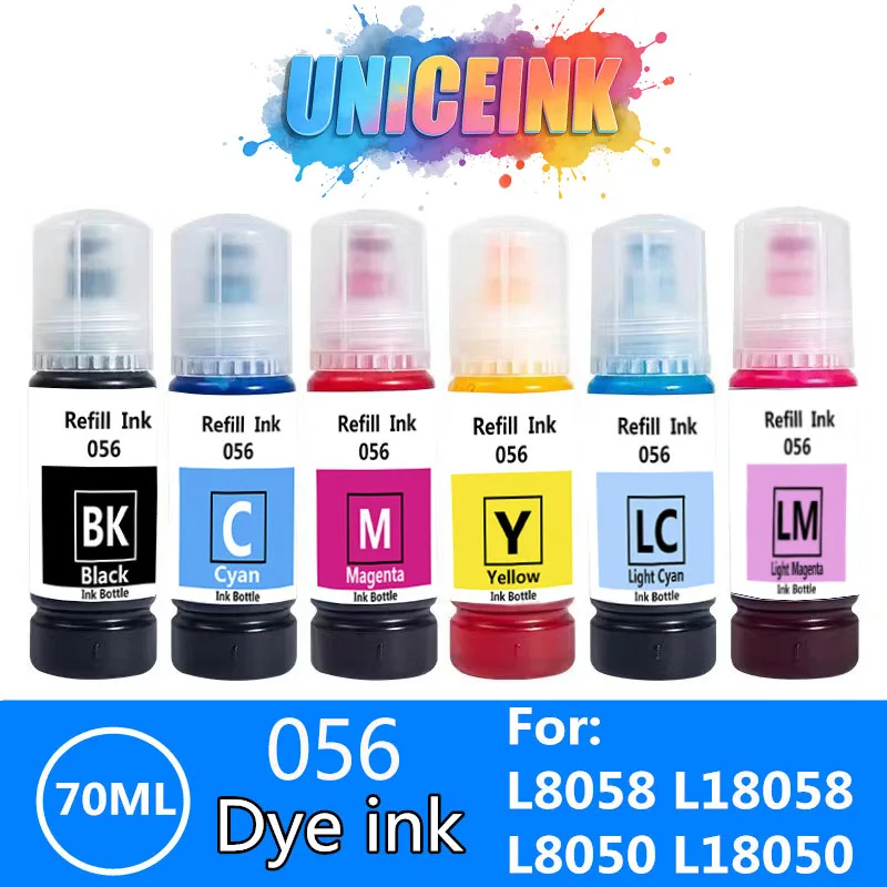 Tinta de recarga de 6 colores de 70 ml para impresoras Epson 056 057 107 108 574, tinta de recarga para impresoras Epson L8050 L8058 L18050 L18058 ET-18100
