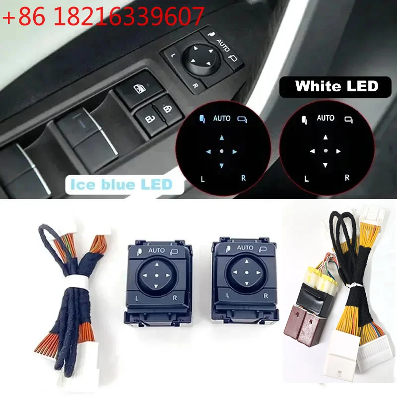 TAO Car rearview mirror automatic folding switch LED light white and ice blue For Toyota RAV4 Crown Lexus Rear-view mirror switc