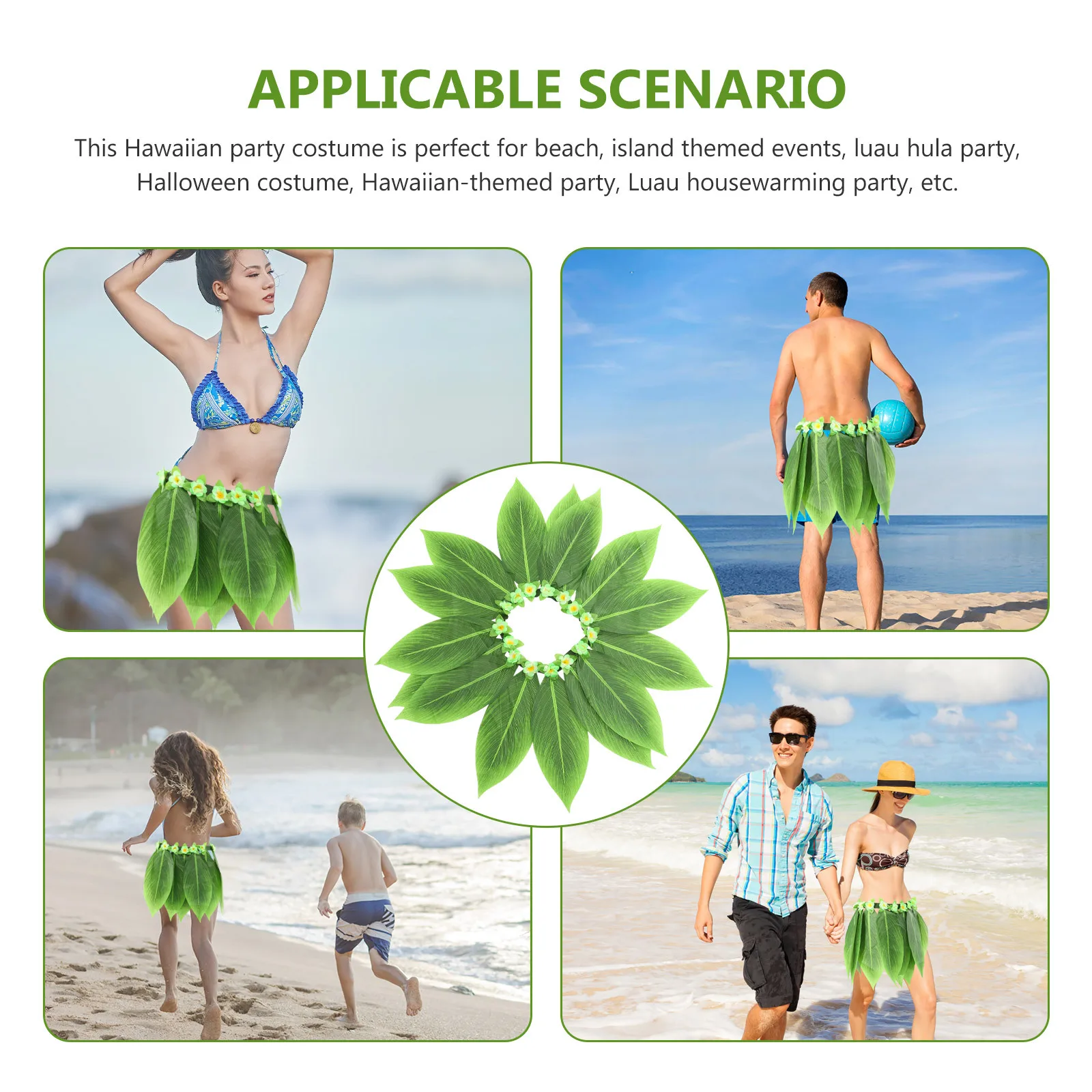 

Hula Grass Skirt Realistic Hawaiian Luau Party Costume Dress for Stage Beach Festival Hula Skirt Performance Costume