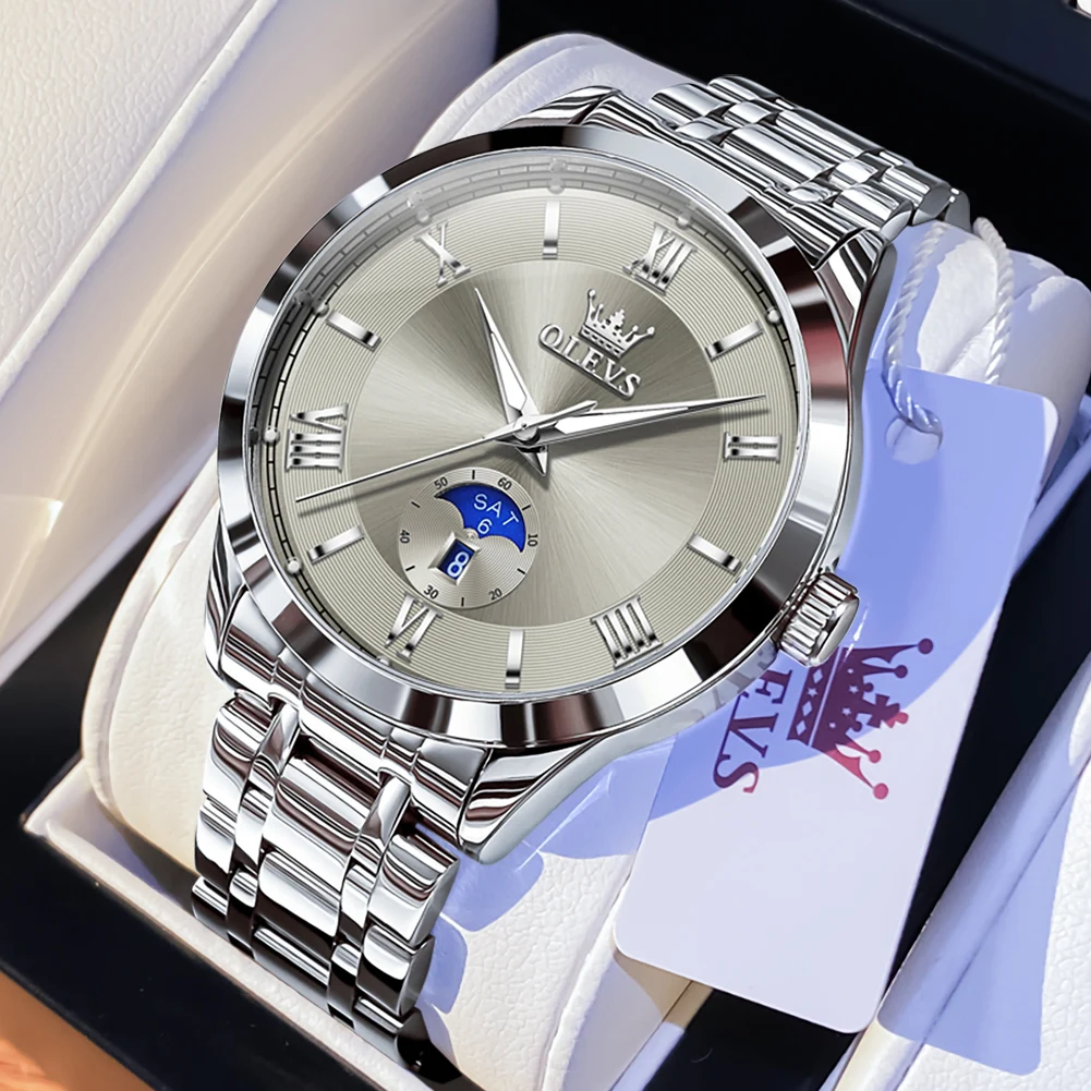

OLEVS Элитный бренд часы мужские светящиеся водонепроницаемые кварцевые часы с автоматической датой из нержавеющей стали мужские спортивные часы Relogio Masculino
