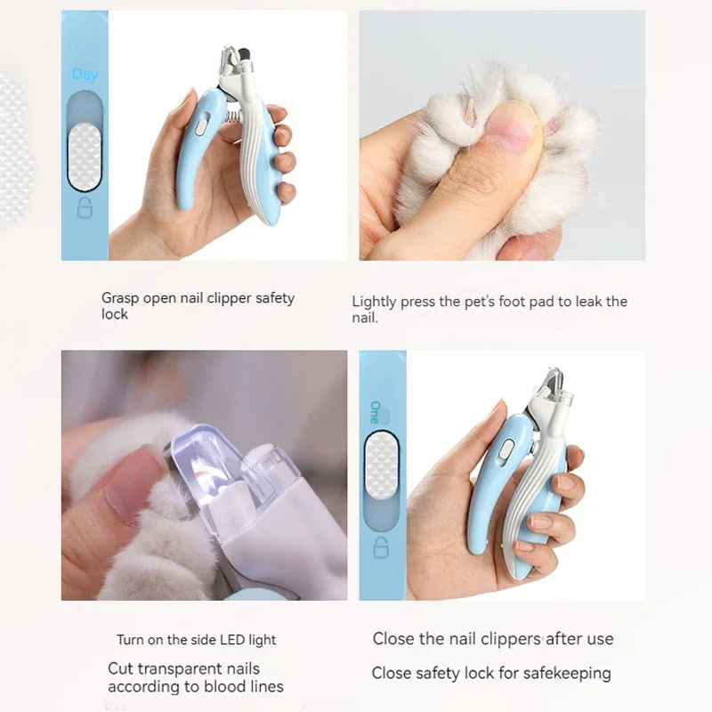 Professional Dog Nail Clippers with Led Light Pet Nail Clippers for Cats Dogs Splash-Proof Pet Cat Claw Scissors Dog Nail Cutter