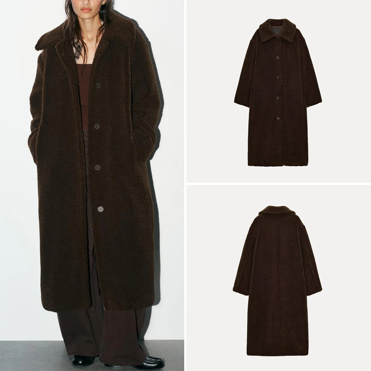 

Z 2025 Winter Faion Personali Long Sve Turn-down Collar Women's Coat Ele Mood Outerwear Premium Wool Blend