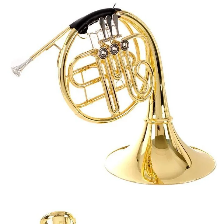 Bb 3-Valve Single Row French Horn, Detachable Bell, Professional Performance Instrument