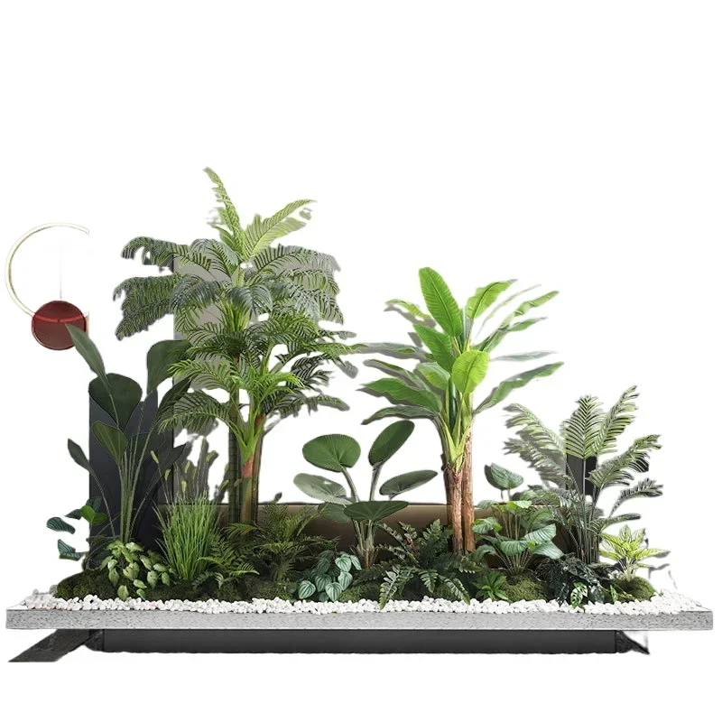 Large-scale simulated green plant landscaping combination indoor fake plant landscape decoration ornament